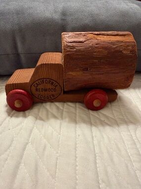 Wooden Toy Truck California Redwood Logger Vintage Collectible